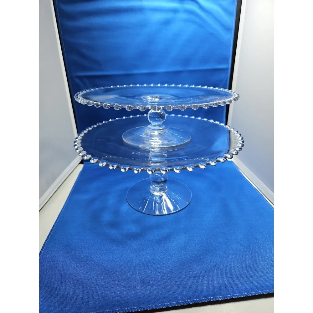 2 Imperial Glass Candlewick Cake Stands 3
